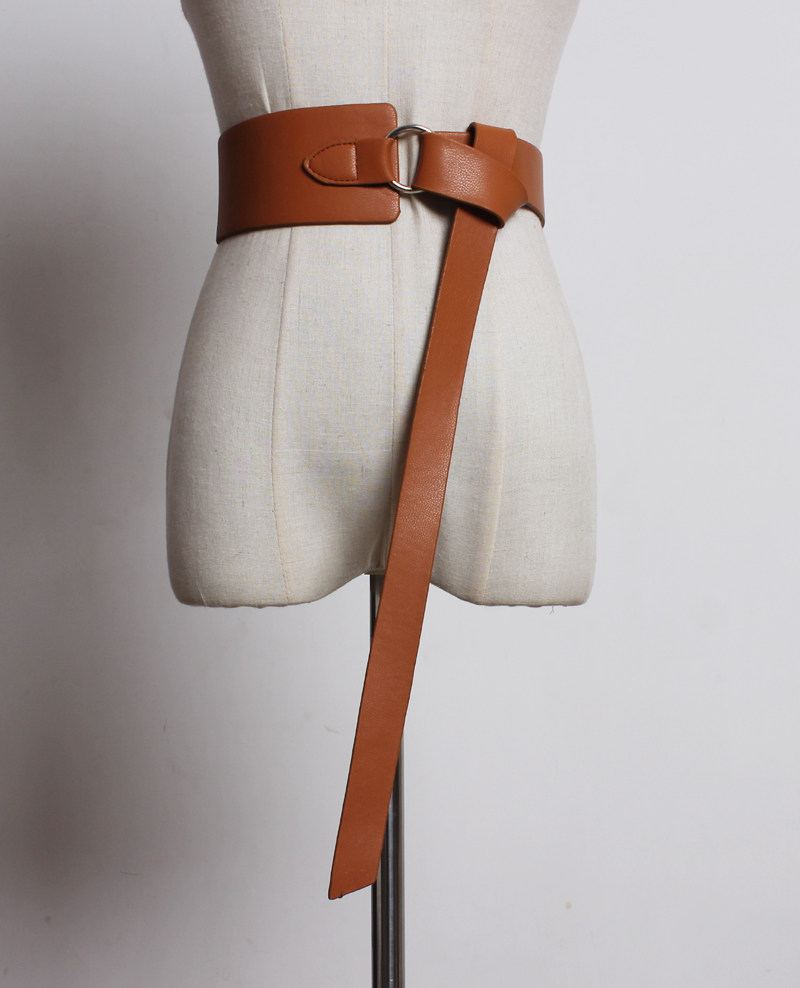 Beige Belt Accessories Accessories Woman Wide Waist Seal Decoration Accessories Dress Foreign Dress Cashew Casket Fashion 100 Hitch Brown Leather Strap