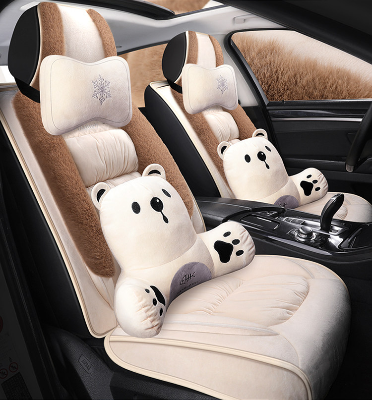 Winter car cushion short plush all - pack Audi Q3 Modern IX 35 Reina A4L warm down cartoon condom