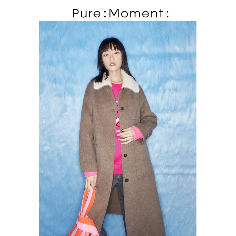 Wheat Lemon Pure: Moment: 2022 autumn winter new curly square collar wool Big coat woman 4DB270951-Taobao