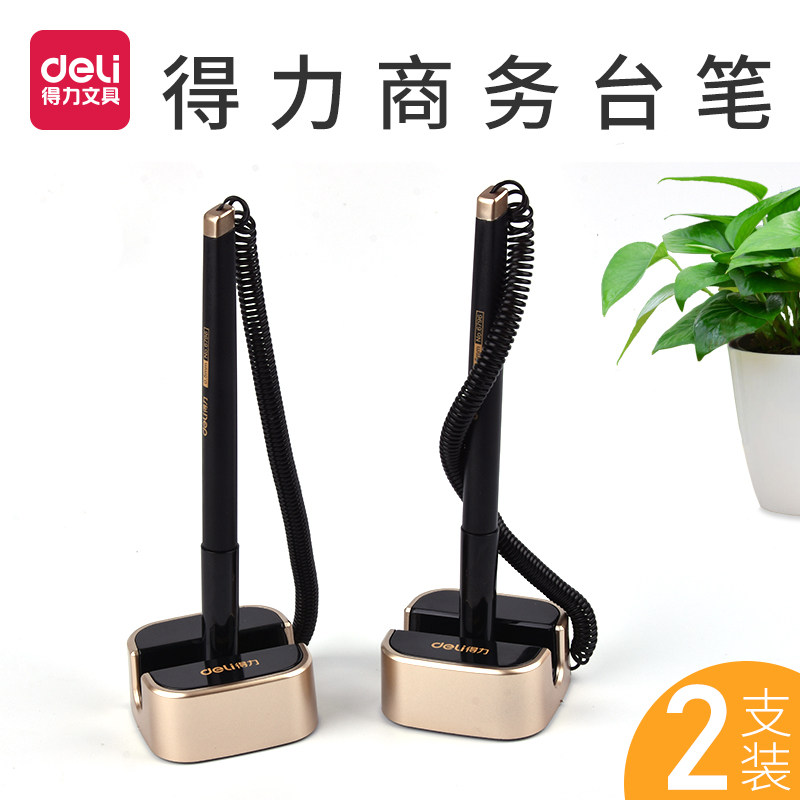 2 Desks Pen Fixed Signature Pen adhesive table Office Middle Pen Bank Counter with wire rope black water-based pen