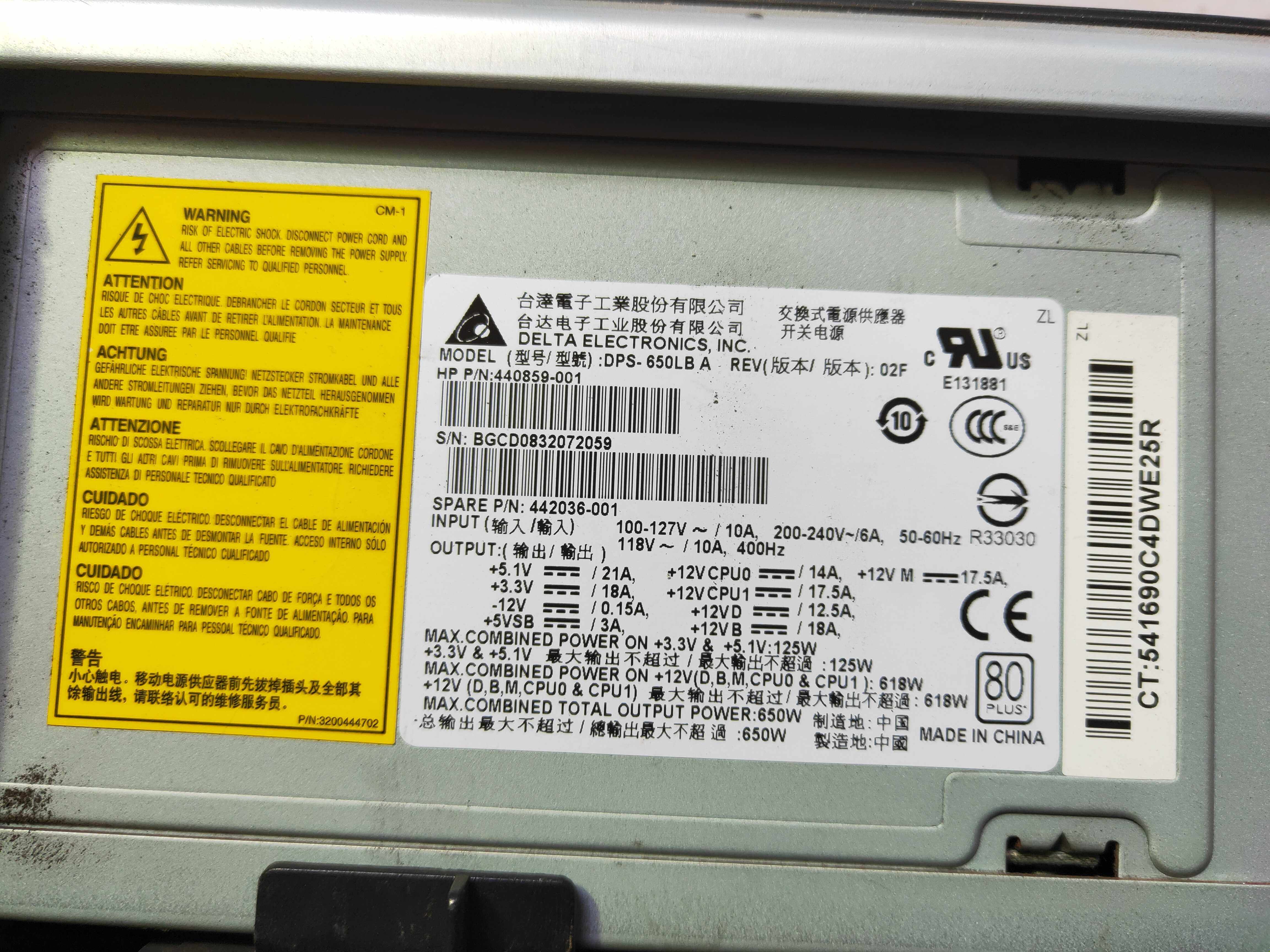 Original fit HP XW6600 power supply 442036-001 440859-001 DPS-650LB A 618W