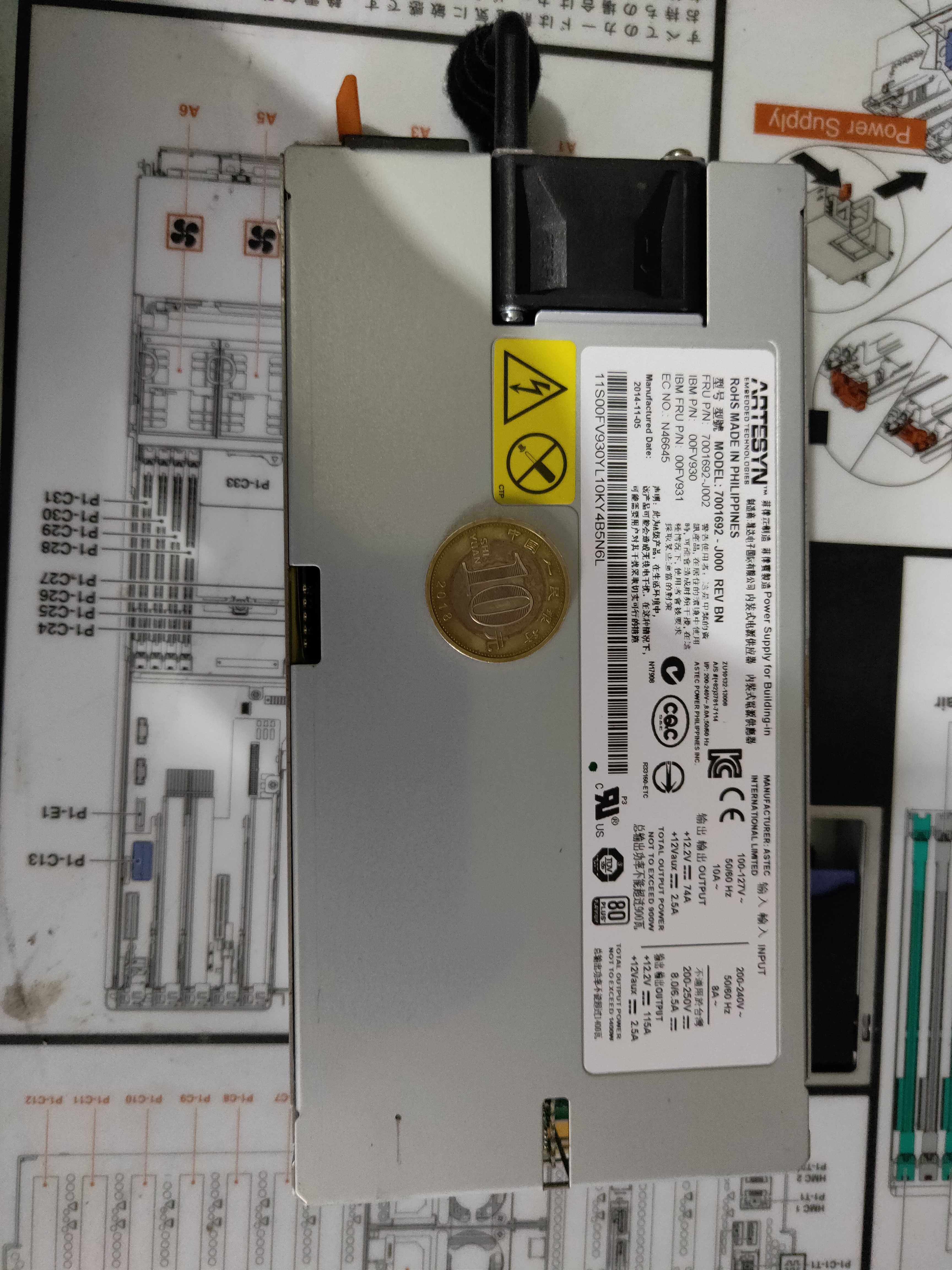 IBM 00FV930 EB2M 2B1E 1400W Power8 S814 S822 E850 AC power supply