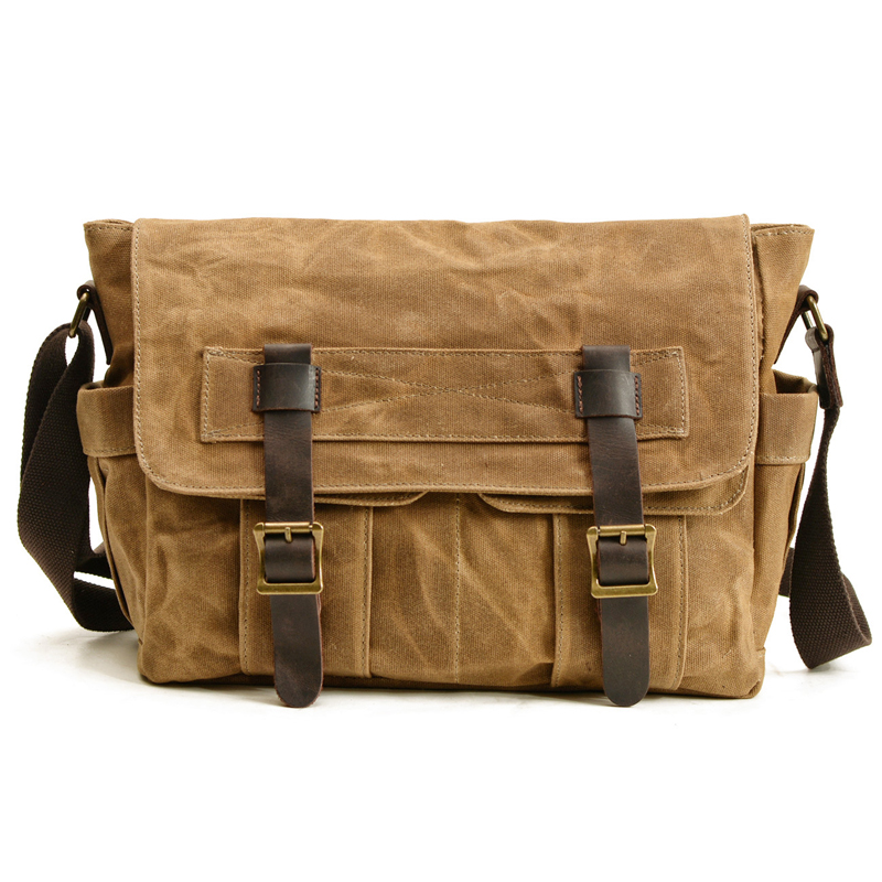 Chigusi Anti-Fouling Wax Cloth Tooling for Men's Single Shoulder Inclined Satchel and Locomotive Side Bag Street Tide Locomotive Side Bag