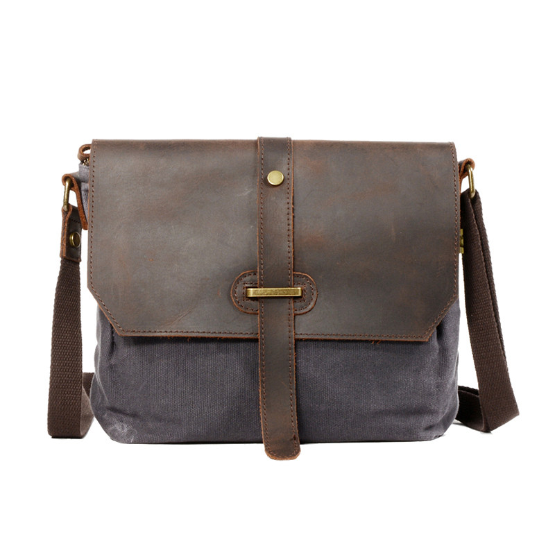 Qiguxi men's bag new anti-pollution oil wax canvas shoulder bag made of old retro postman bag trendy men's and women's Messenger backpack