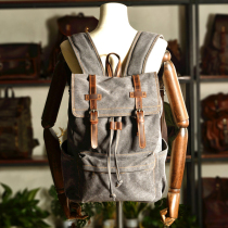 Qiguxi canvas bag retro backpack outdoor travel bag large capacity computer bag with bag tide bag men