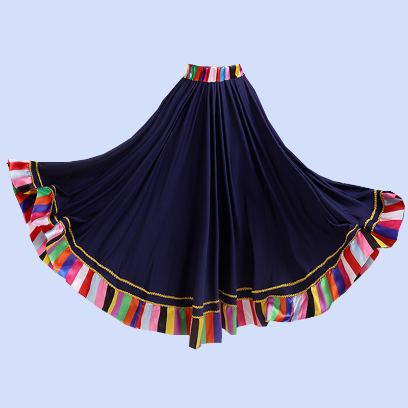 Tibetan Square Dance Half-Skirt Dance Performance Costume for Women, Tibetan-Style Practice Clothes, Large Swing Skirt, Competition Practice Long Skirt for Women Tibetan Square Dance Half-Skirt Dance Performance Costume for Women, Tibetan-Style Practice Clothes, Large Swing Skirt, Competition Practice Long Skirt for Women