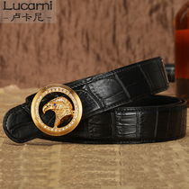Real crocodile leather belt belt belly with abdominal crocodile belly customized business 3 4 round belt tide