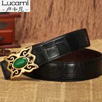 Crocodile belt belt without splicing men double sides with custom hand belly needle button