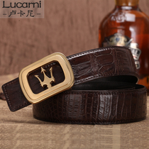 Mens belt without splicing Nile crocodile belly belt of crocodile - knot handmade H - button belt