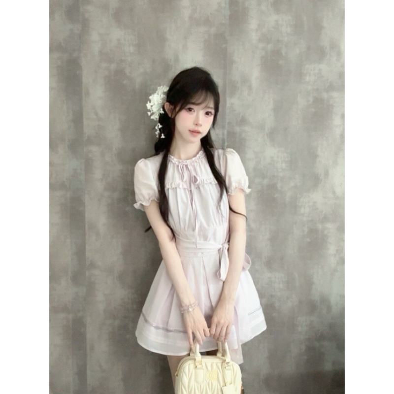 [Sweet Lady] Sweet and Gentle Style, Clear and Unique Design, Waist-Cinching Purple Dress, Aurora Original