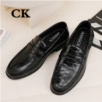 CK Business Casual Leather Shoes Round Head Set Foot Sloth Shoes Genuine Leather 100 Hitch Bean Shoes Giudonie Hong Kong