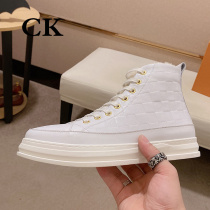 CK Ganvet Warm High Bunch Shoes Genuine Leather Lacing Casual Shoes Thick bottom Martin boots Mens Dane Hong Kong