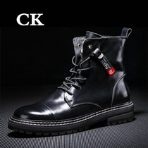 CK Fashion High Help Shoe Inron genuine leather Martin boots abrasion resistant 100 hitch boots Mens Dinner Hong Kong