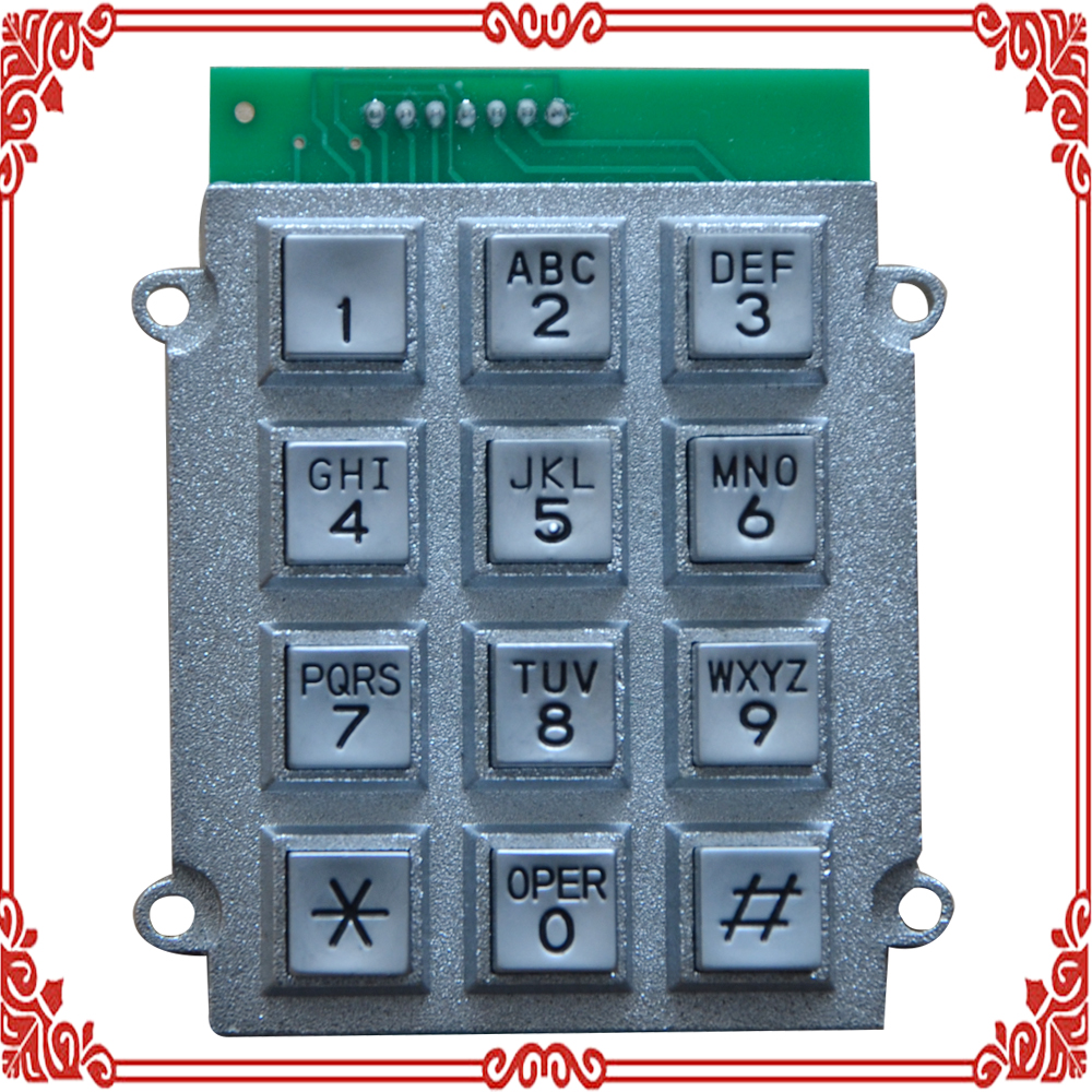 Telephone accessories zinc alloy press key matrix 12-bit zinc alloy digital keyboard self-service device keys
