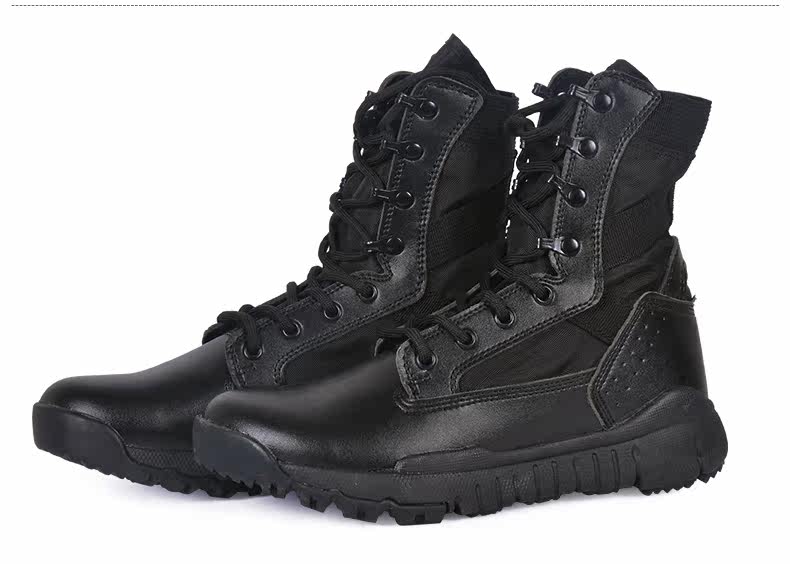 Boots militaires en cuir - lumière - Ref 1398577 Image 27