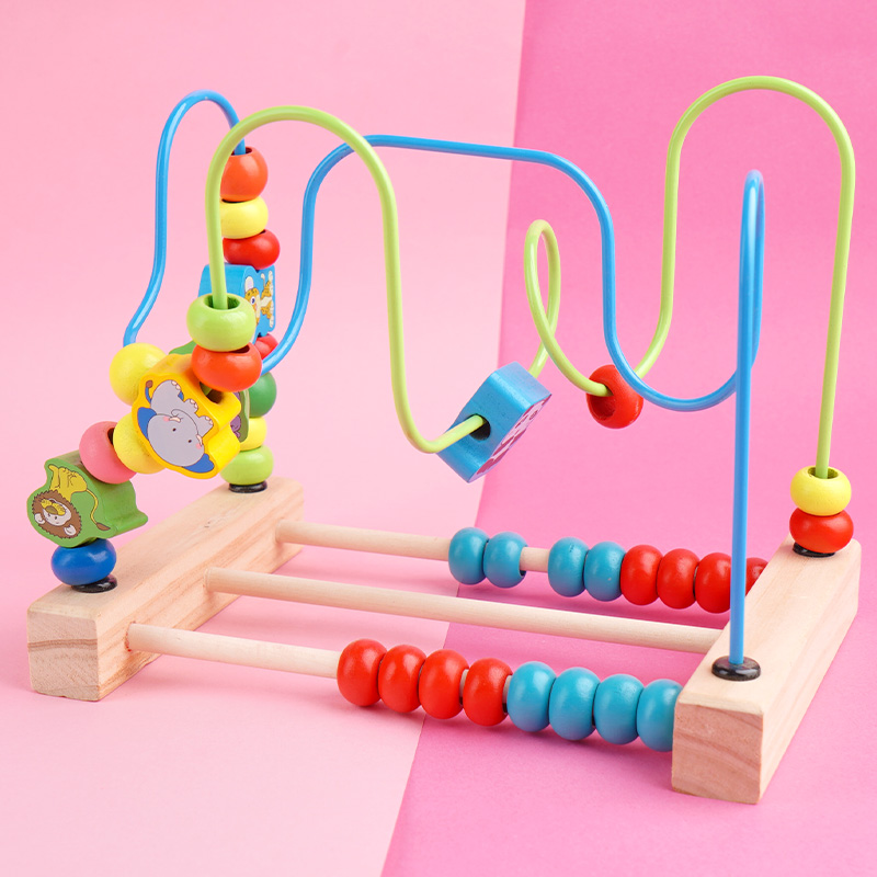 Baby Boy Wrap Pearl Beads Early Lessons Intellect Mentally Brain Multifunction Toy 6 Boy Girl Baby Wooden Toy