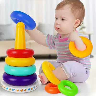 Rainbow tower stacked Music Toys baby children's puzzle tumbler large 6 12 months child early education turn music