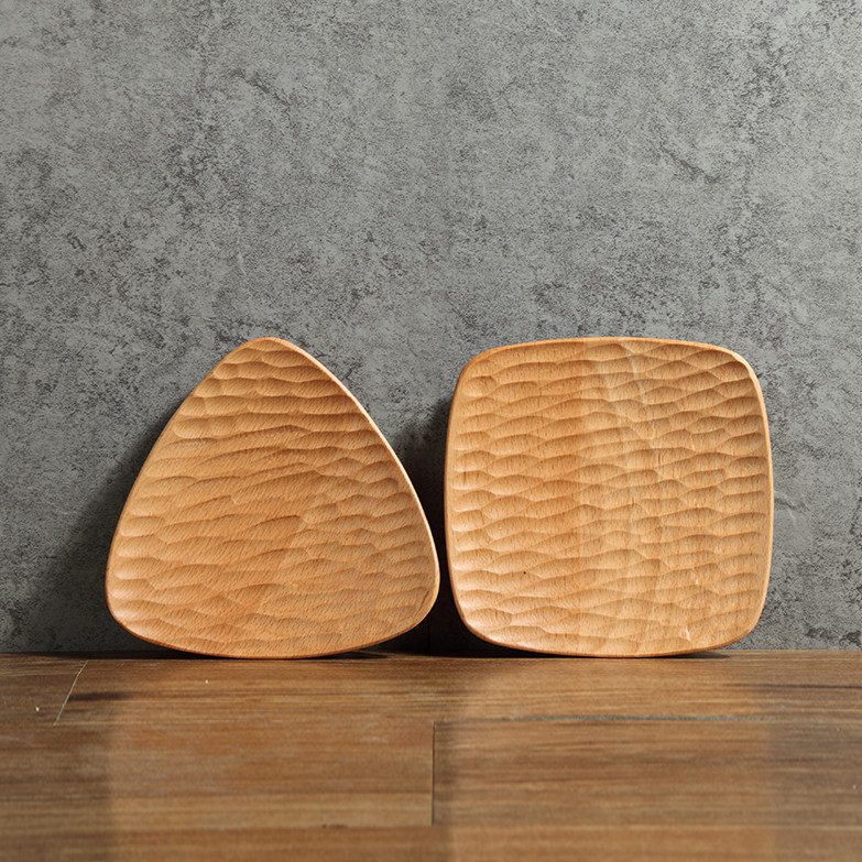 Natural beech Japanese square tortoise shell wooden plate creative solid wood tableware cake snack wooden plate snack nuts