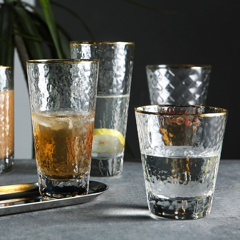 Creative Japanese Phnom Penh Hammer Pattern Glass Transparent Tea Cup Water Glass Wine Glass Household Juice Drink Cup Set