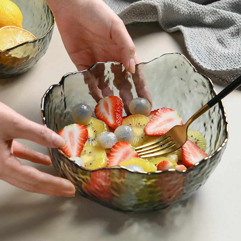 Net red fruit plate Nordic style home fruit plate creative coffee table modern living room crystal glass plate basin ins