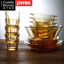 Corning tableware with heat-resistant glass bowl of deep disk 4 6 8 set set of American Corning Pyre bowl suit