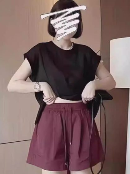 松紧腰休闲裤2025年夏季新款百搭显瘦黑色高腰遮胯显瘦女A字短裤