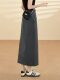 小众设计感高腰口袋开叉直筒西装半身裙25年夏季新款修身显瘦长裙