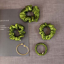Olive Green Morandi color heavy silk 30 M Rice Hairband hair rope handmade hair accessories high end customization