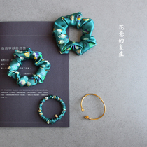 Fancy baby rose flower sea silk Hairband hair rope Morandi color high end handmade hair accessories custom