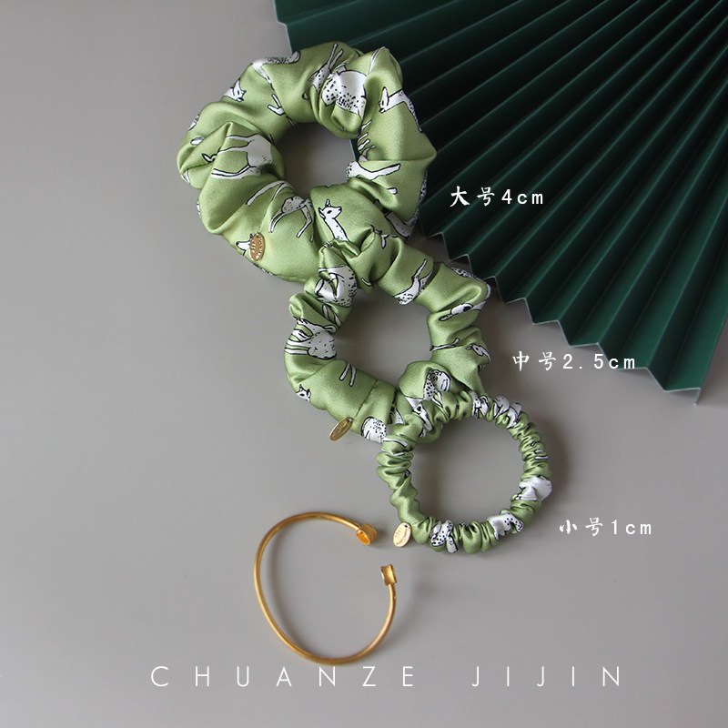 Kawasawa Jinji Green Forest Small Deer Real Silk Hair Ring Hair Circles Hair High Level Original High-end Handmade Custom