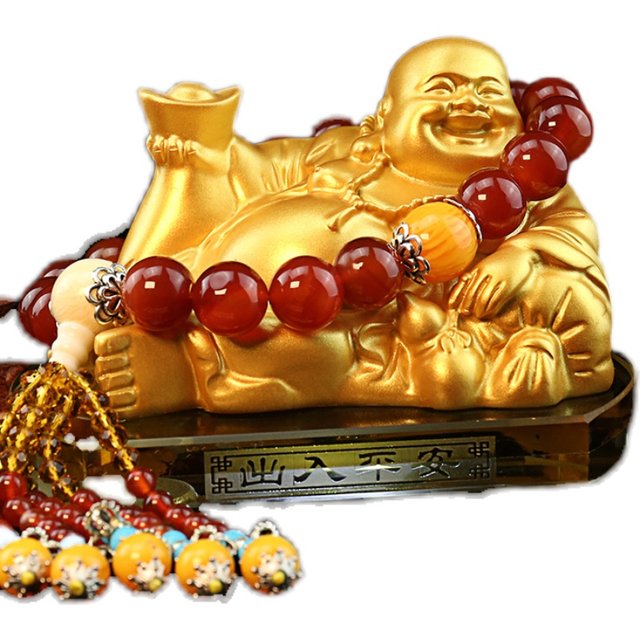 High-end car decoration new decorations Maitreya Buddha statue car center console supplies men's personalized car decoration