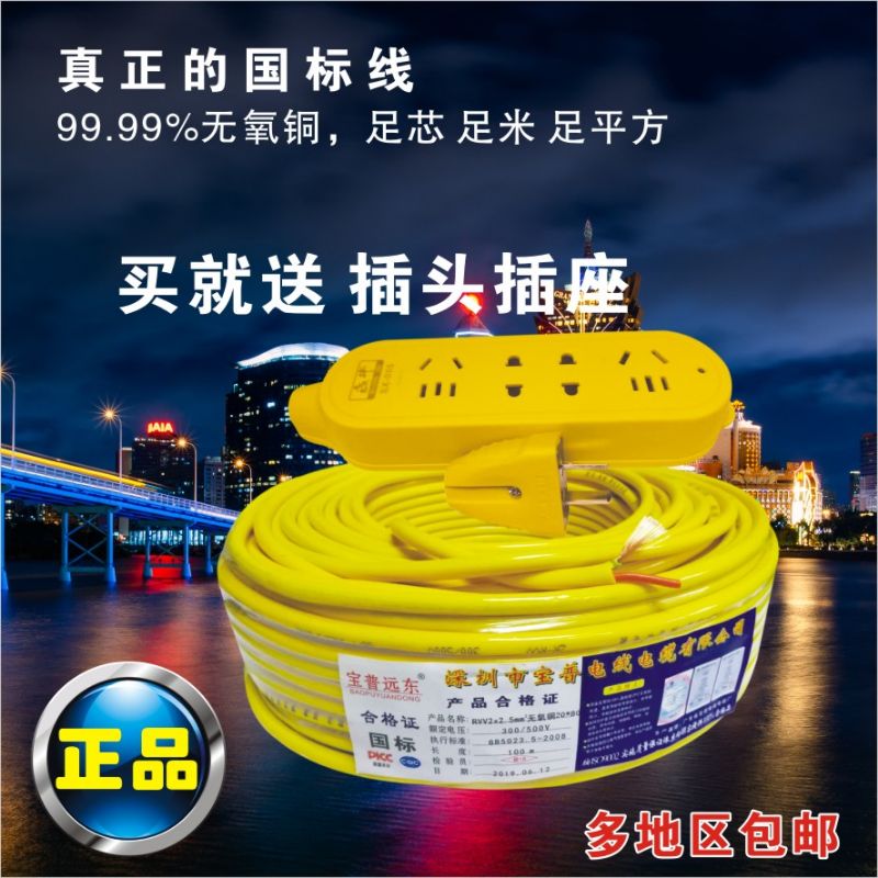 National Peoppel Pump Far East pure copper anti-freeze and abrasion resistant 2-core electric car charge extended intercalation jacket RVV power cord