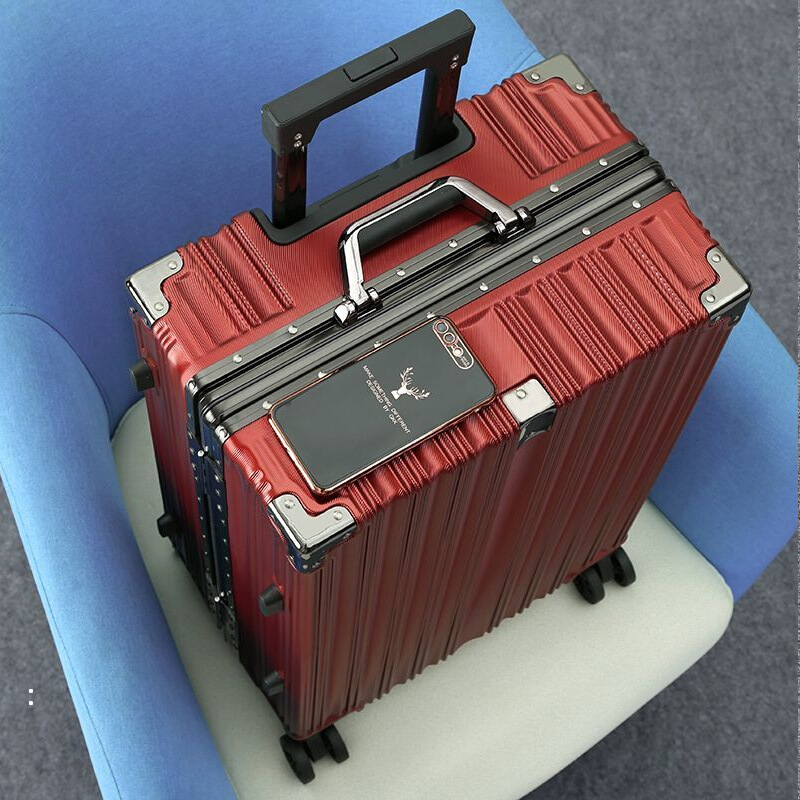 Leather case Wine Red Suitcase Woman Bride Wedding Escort box Rover box Wedding Dowry Suitcase password box