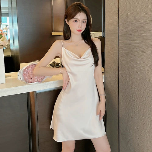 Сексуальная летняя шелковая пижама, короткая мини-юбка, юбка, эффект подтяжки, популярно в интернете