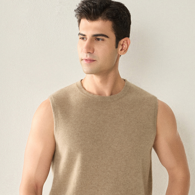 100% Baby Cashmere Vest Men's Round Neck Sleeveless Sweater Knitwear Autumn and Winter Warm Inner Vest