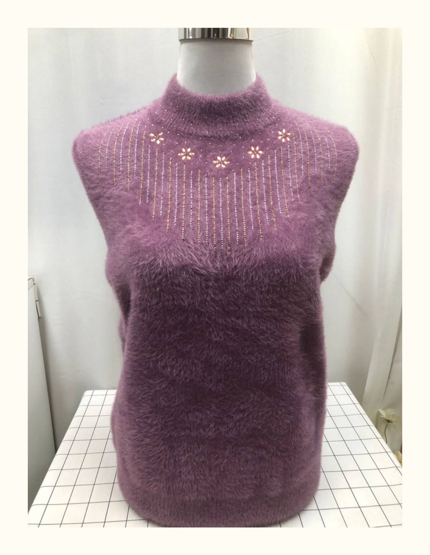 Очень большой демисезонный бархатный базовый приятный телу свитер, большой размер, увеличенная толщина, высокий воротник, для среднего возраста, свободный крой            