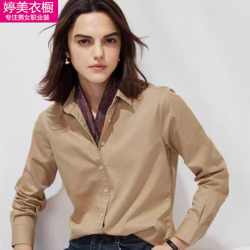 High-End European and American Pure Cotton Anti-Wrinkle Women's Long-Sleeved Shirt 2026 Spring and Autumn New Design Niche Professional Work Shirt
