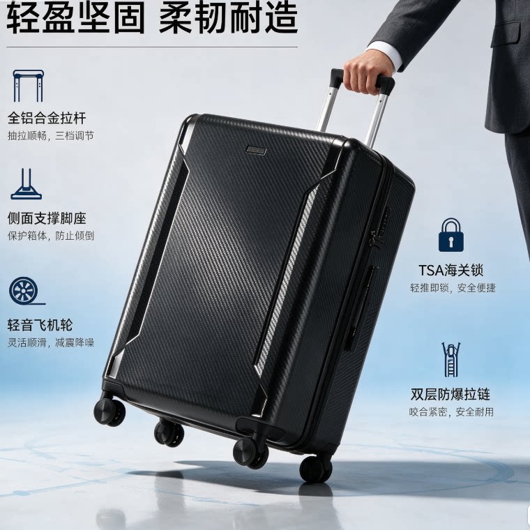 爱华仕海岸线系列20寸行李箱女双层防爆拉链登机箱24密码拉杆箱男