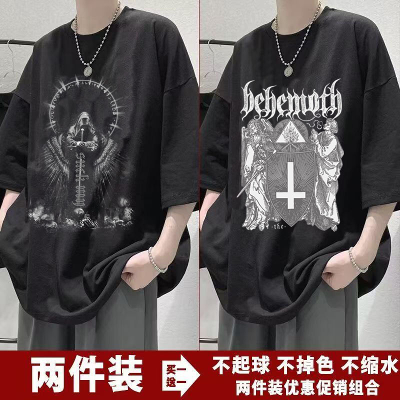 Summer Breathable Soft Short-Sleeved T-Shirt for Male and Female Students, Korean Style, Loose and Versatile, ins Half-Sleeved American Style Top, Trendy
