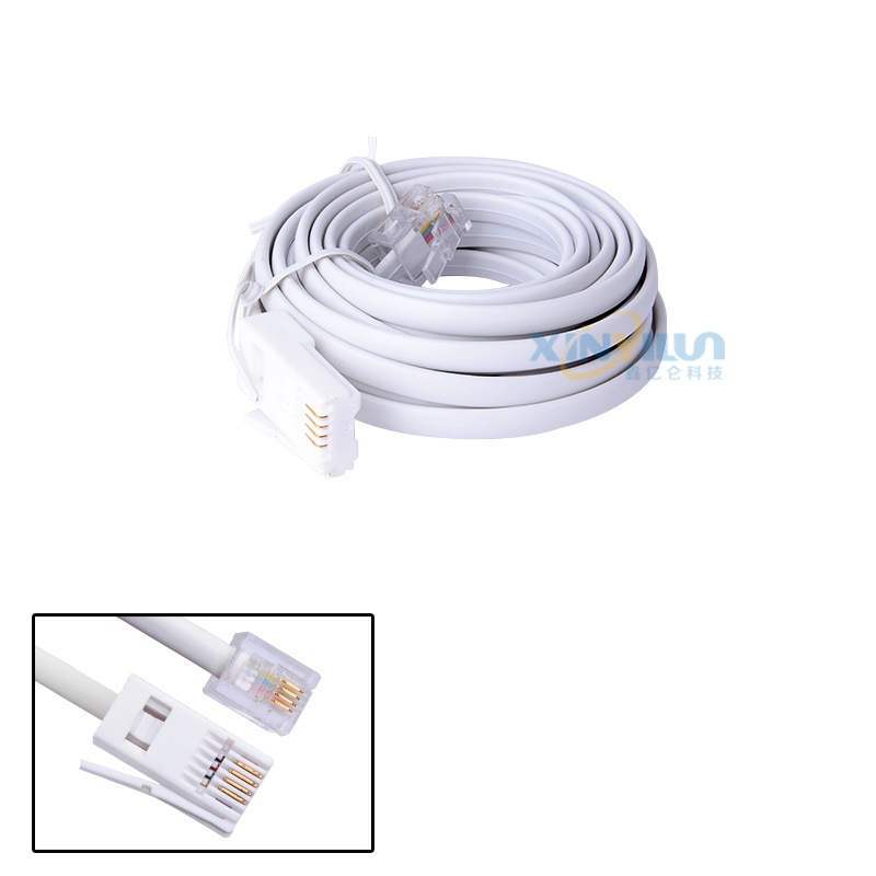British Telephone Cable Rj11 Four-Core Telephone Cable Bt Uk 6P4C British Plug Telephone Cable 3m White