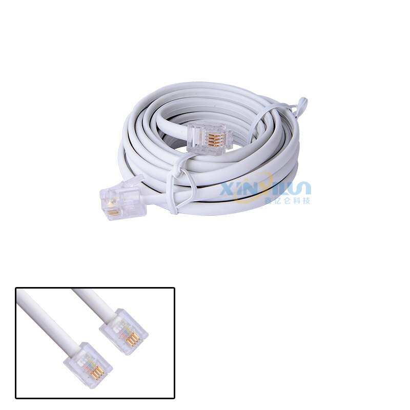 6P4C telephone line RJ11 telephone connection line 3 meters American fixed-line telephone line jumper four-core fixed-line white
