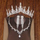 Baroque Crown Tiara Bridal Wedding Earrings Necklace Crystal Crown Three-piece Set New Wedding Hair Accessories Set