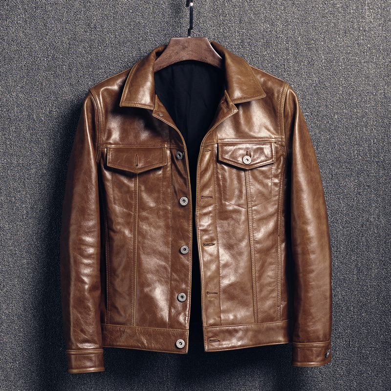 men's leather denim jacket