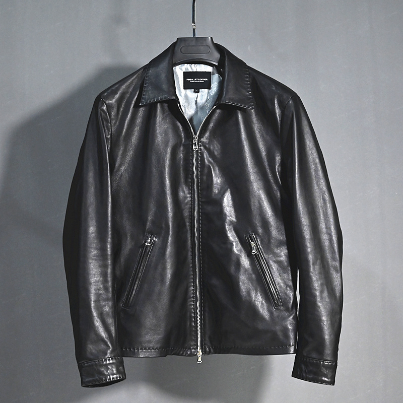 2021 new product day ensemble men's clothing light and thin section pre-washed without coated tannins layer sheep leather jacket genuine leather leather clothes man