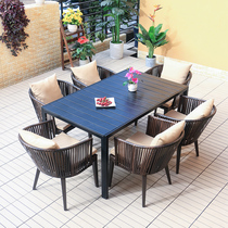 Outdoor rattan chair Garden courtyard wrought iron terrace Outdoor leisure rattan open-air balcony rattan chair combination outdoor table and chair