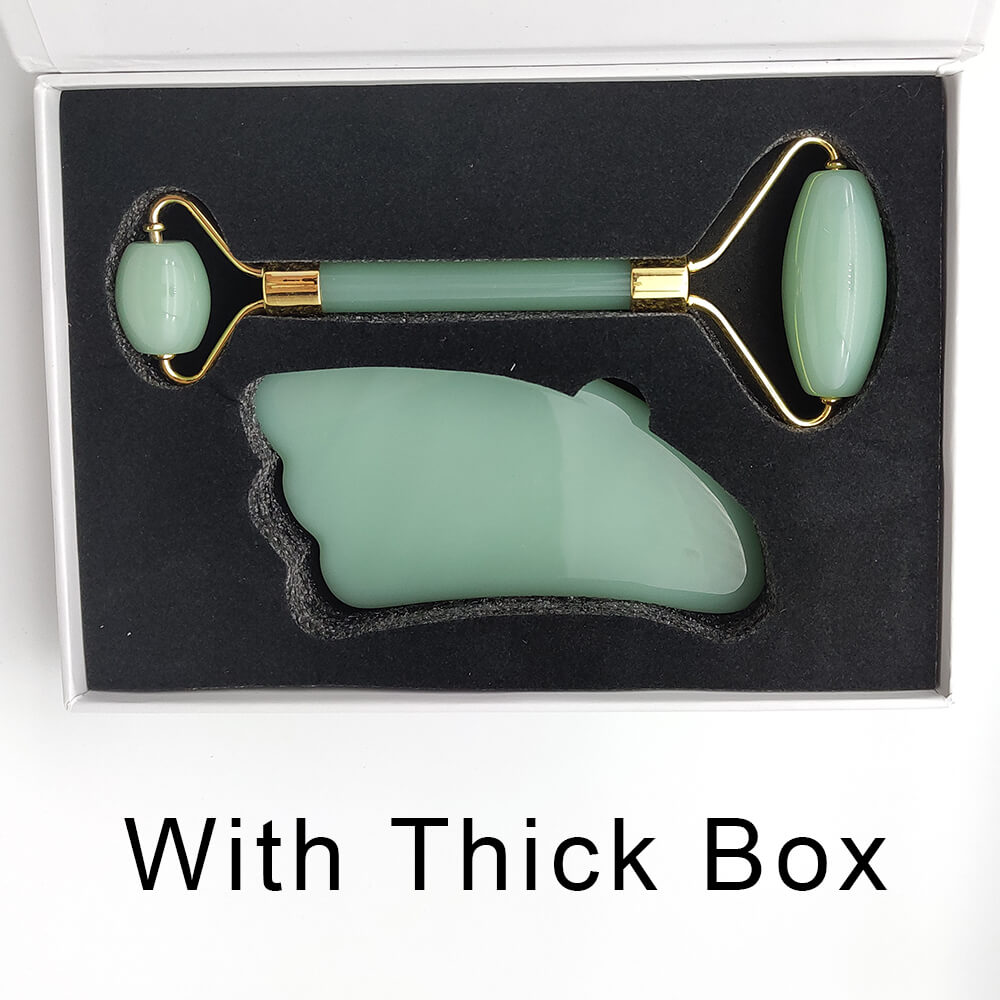 Green&1Jade   Roller   Facial   Face   Jade   Massage   Roller   Rose   Quartz   Scra