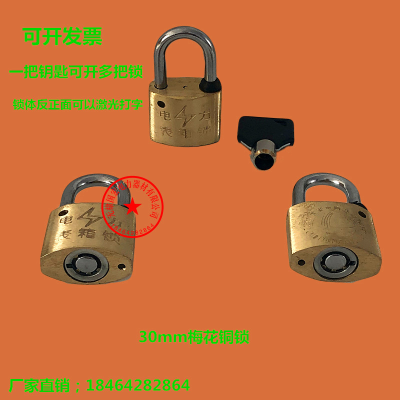 Power Meter Box Lock 30mm Plum Blossom Copper Lock Open Power Lock Property Sheet Box Lock open padlock Power lock
