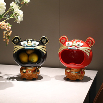 New Chinese zodiac tiger ornament living room TV cabinet entrance cabinet key candy storage box housewarming new home gifts