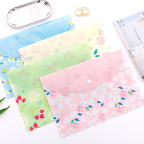 Cute document bag Korean version cartoon plastic A4 paper folder Fresh floral transparent document student information set