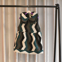 Ana xi brand counter spring and autumn winter Korean version of the long girl multi-color striped woolen vest dress